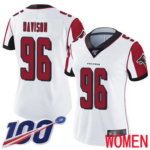 Atlanta Falcons Limited White Women Tyeler Davison Road Jersey NFL Football #96 100th Season Vapor Untouchable
